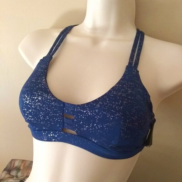 Hurley Other - NEW!!! Hurley Woman's Max Luster Surf Bikini Top XS ~ Dark Blue w. Silver ~ $65